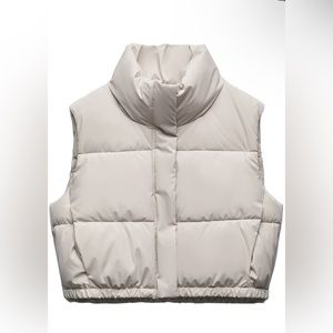 BNWT ZARA FAUX LEATHER PUFFER VEST SZ LRG